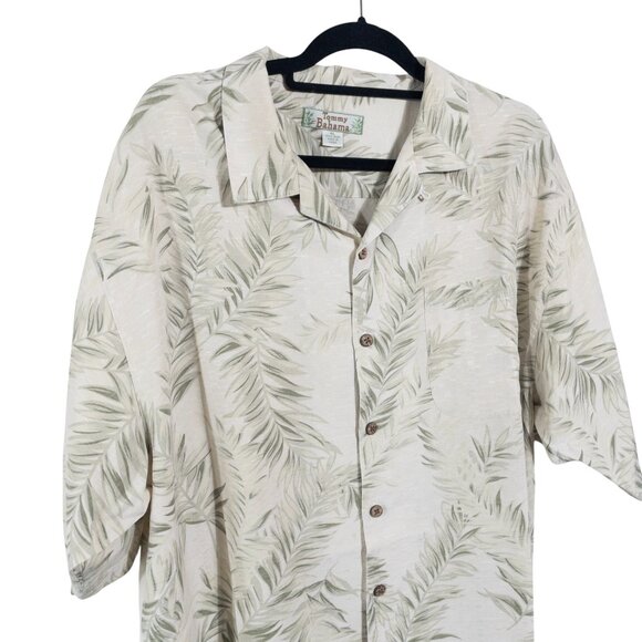 Tommy Bahama Beige Green Silk Tropical Print SZ XL Short Sleeve Button Down - Picture 3 of 12